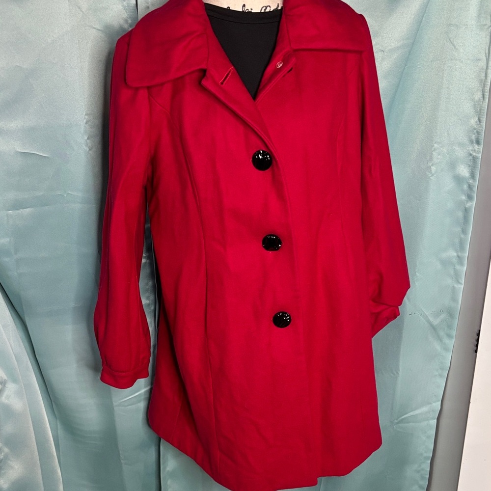 Red Wool Ladies Pea Coat